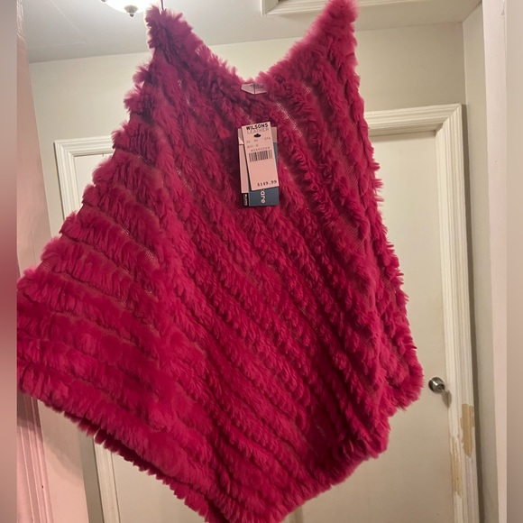 Wilsons Leather | Jackets & Coats | 0 Rabbit Fur Pink Magenta Poncho ...